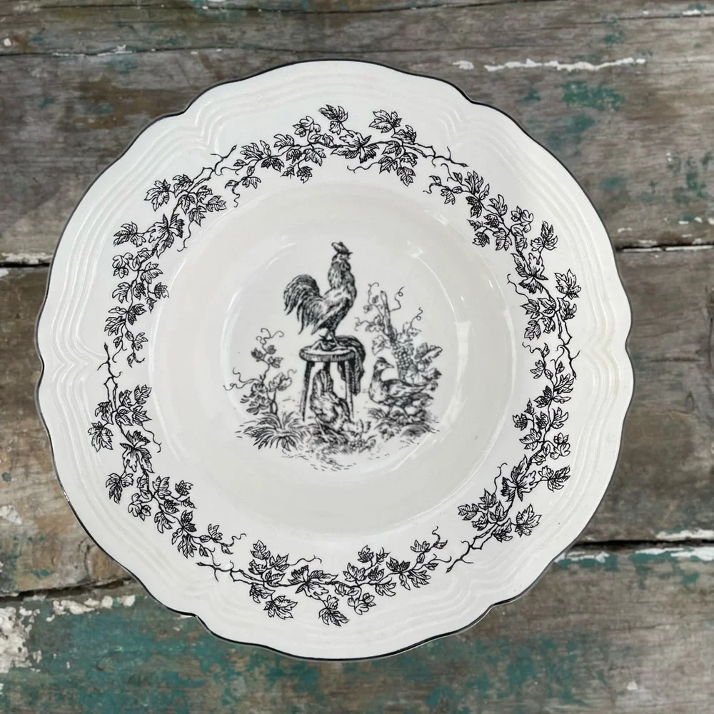 Tabletops unlimited black and white toile Rooster bowl - Picture 5 of 5